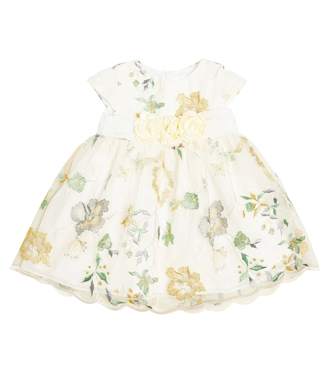 Patachou - Floral-appliqué embroidered tulle dress
