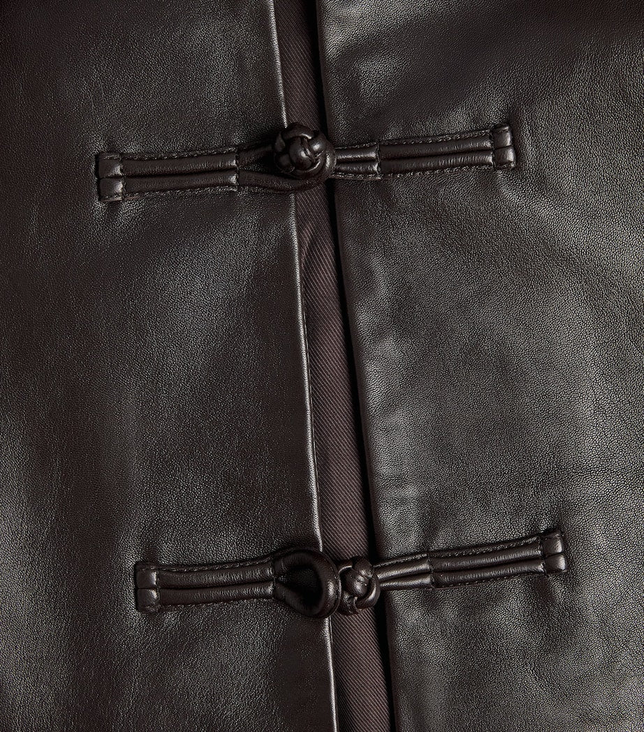 Róhe Brown Mandarin Leather Jacket