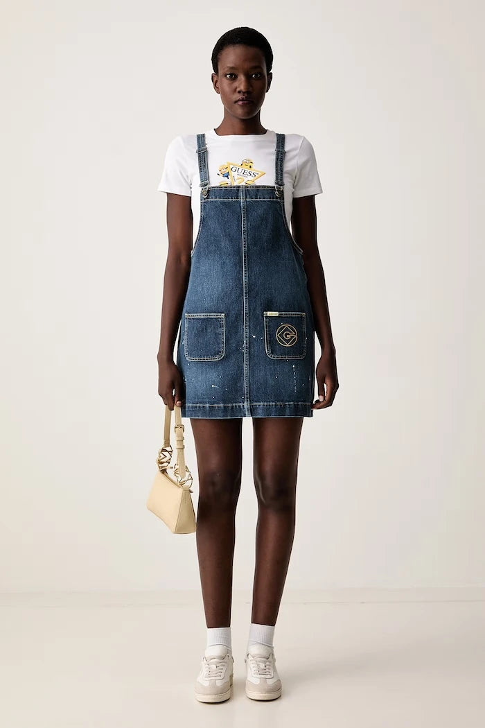 Guess Jeans Pamuk ve elastanlı kadın tişört X MINIONS