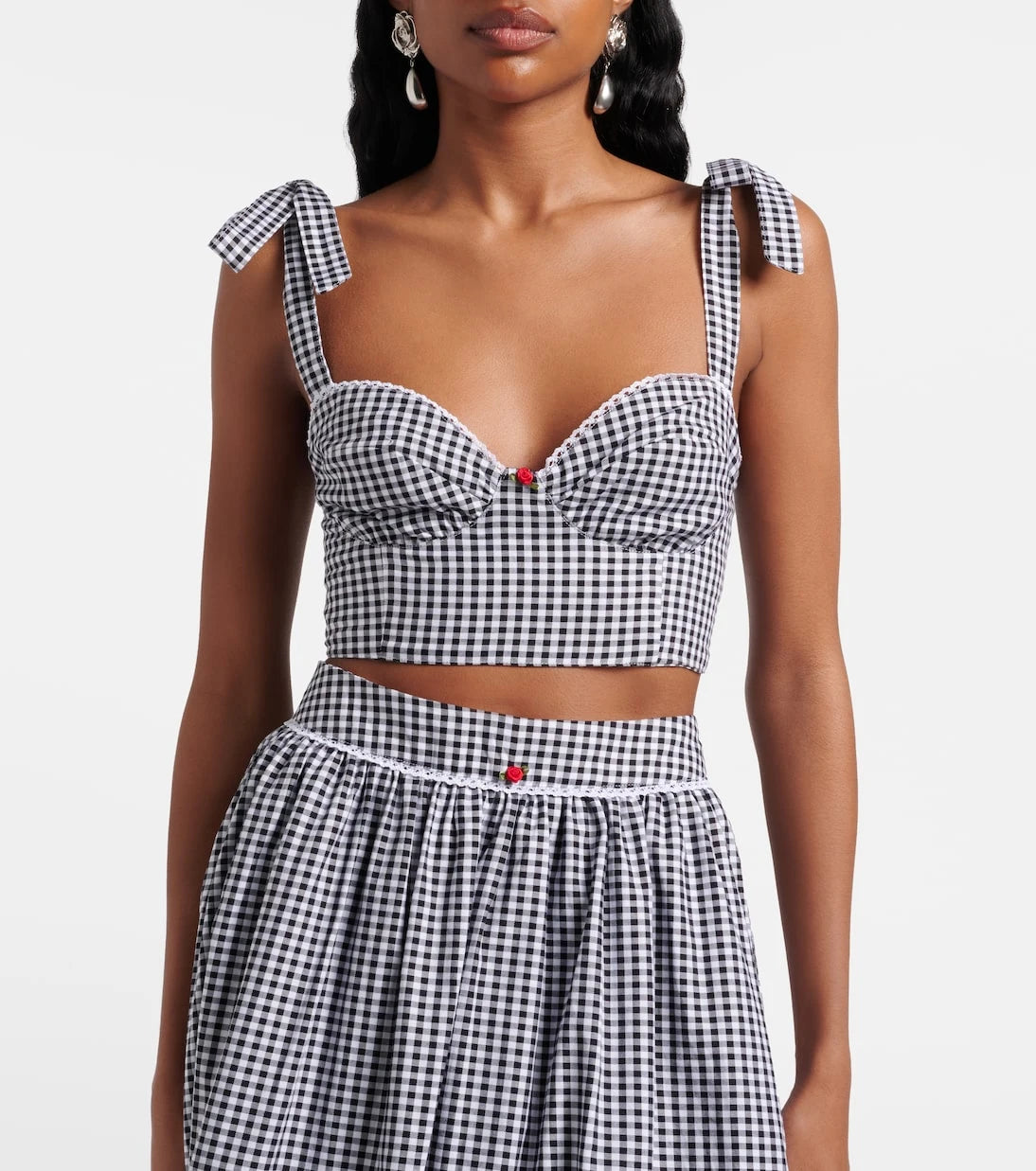 Bananhot - Alba gingham cotton poplin crop top
