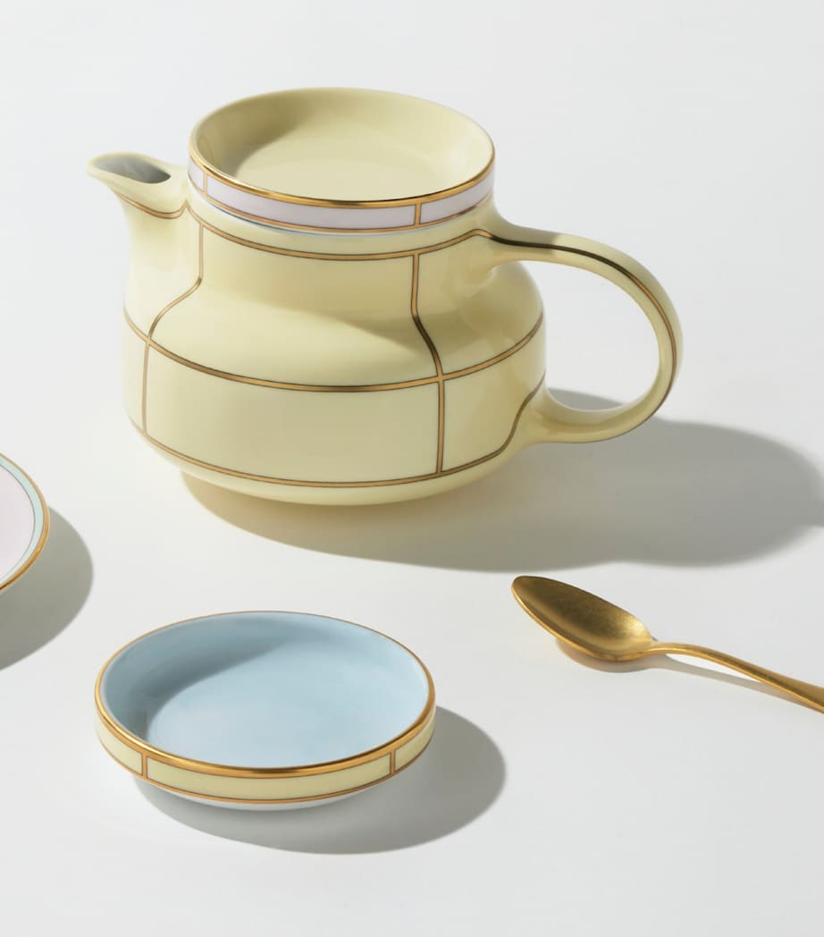 GINORI 1735 Porcelain Colonna Diva Celeste Butter Dish (10cm)