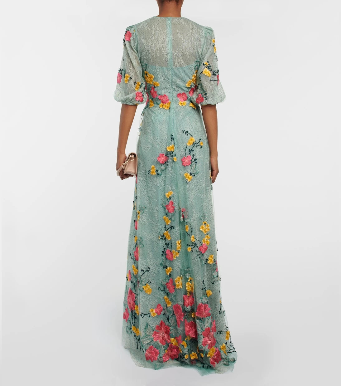 Costarellos - Liana embroidered Chantilly lace gown