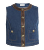 Blue Cropped Denim Waistcoat