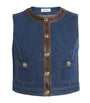 Blue Cropped Denim Waistcoat