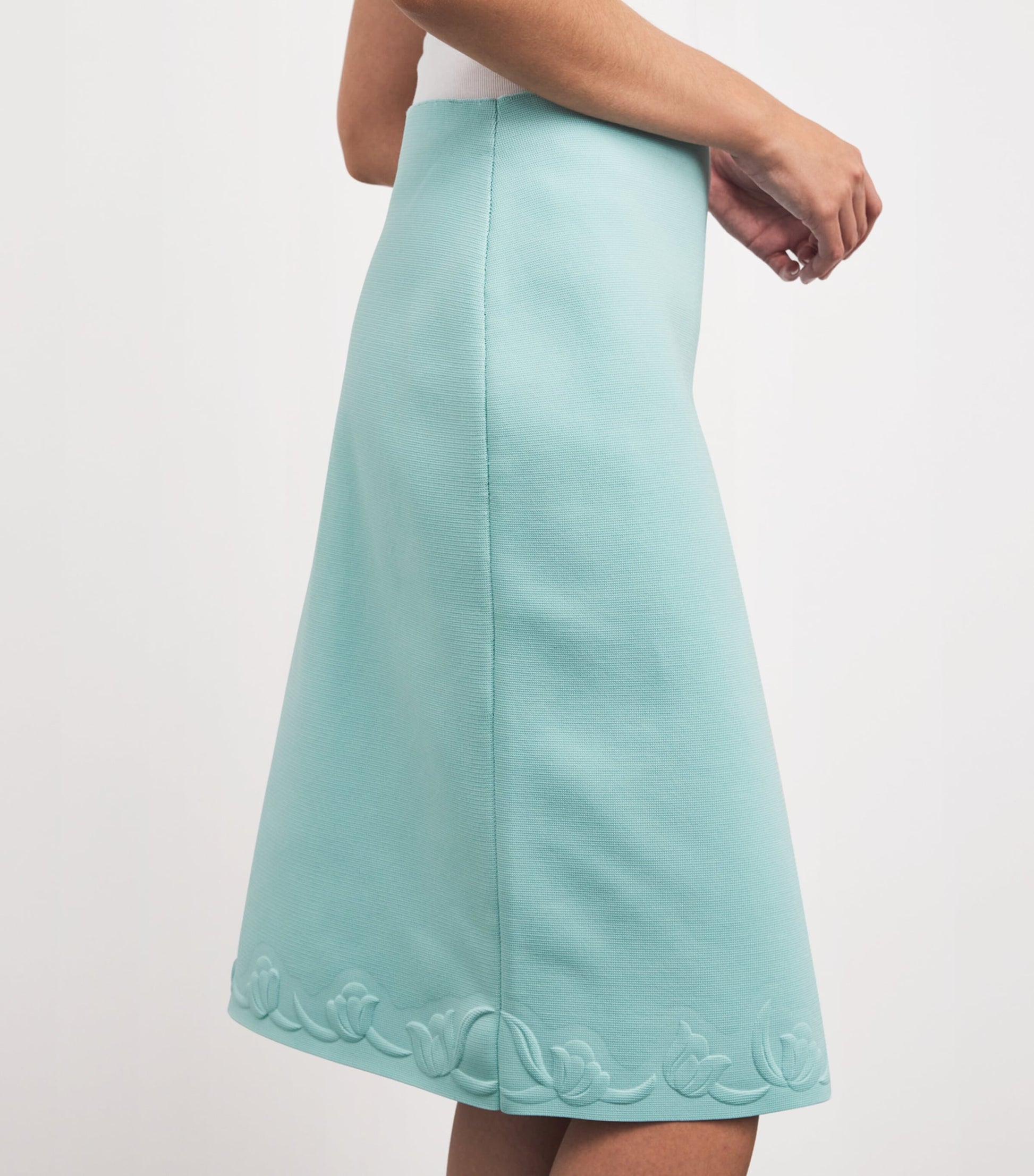 Tory Burch Blue Embossed Midi Skirt