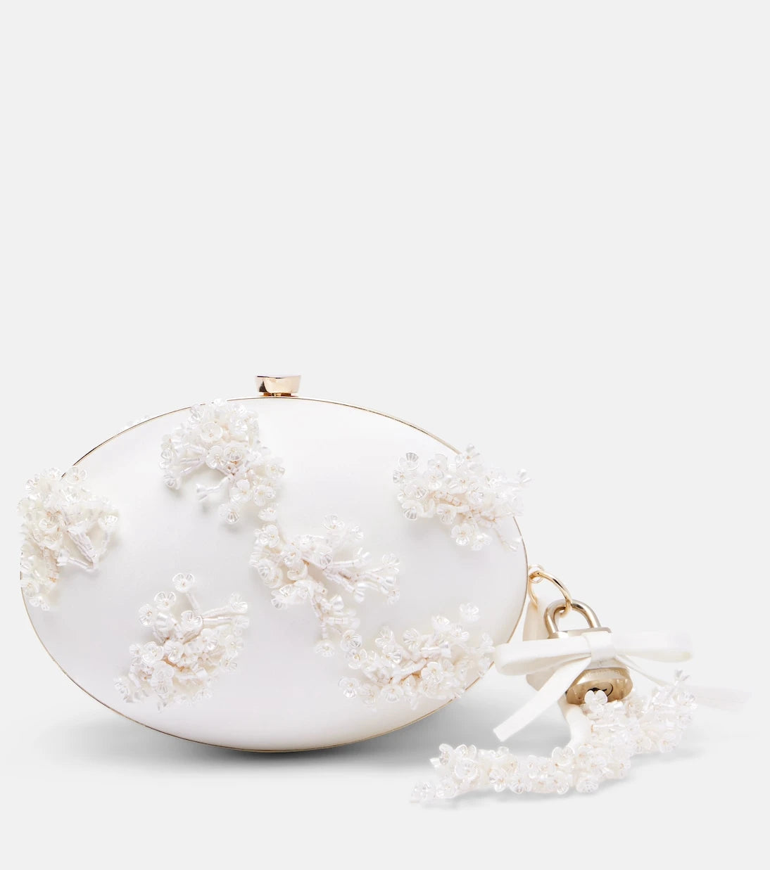 Self-Portrait - Oval Small embellished satin clutch