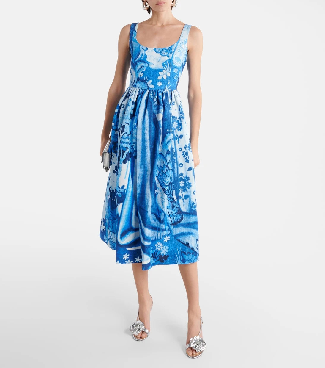 Erdem - Printed cotton-blend faille midi dress