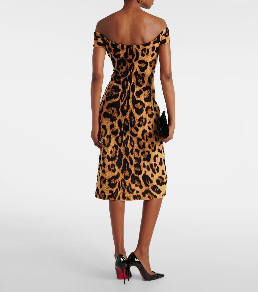 Oscar de la Renta - Leopard-print off-shoulder midi dress