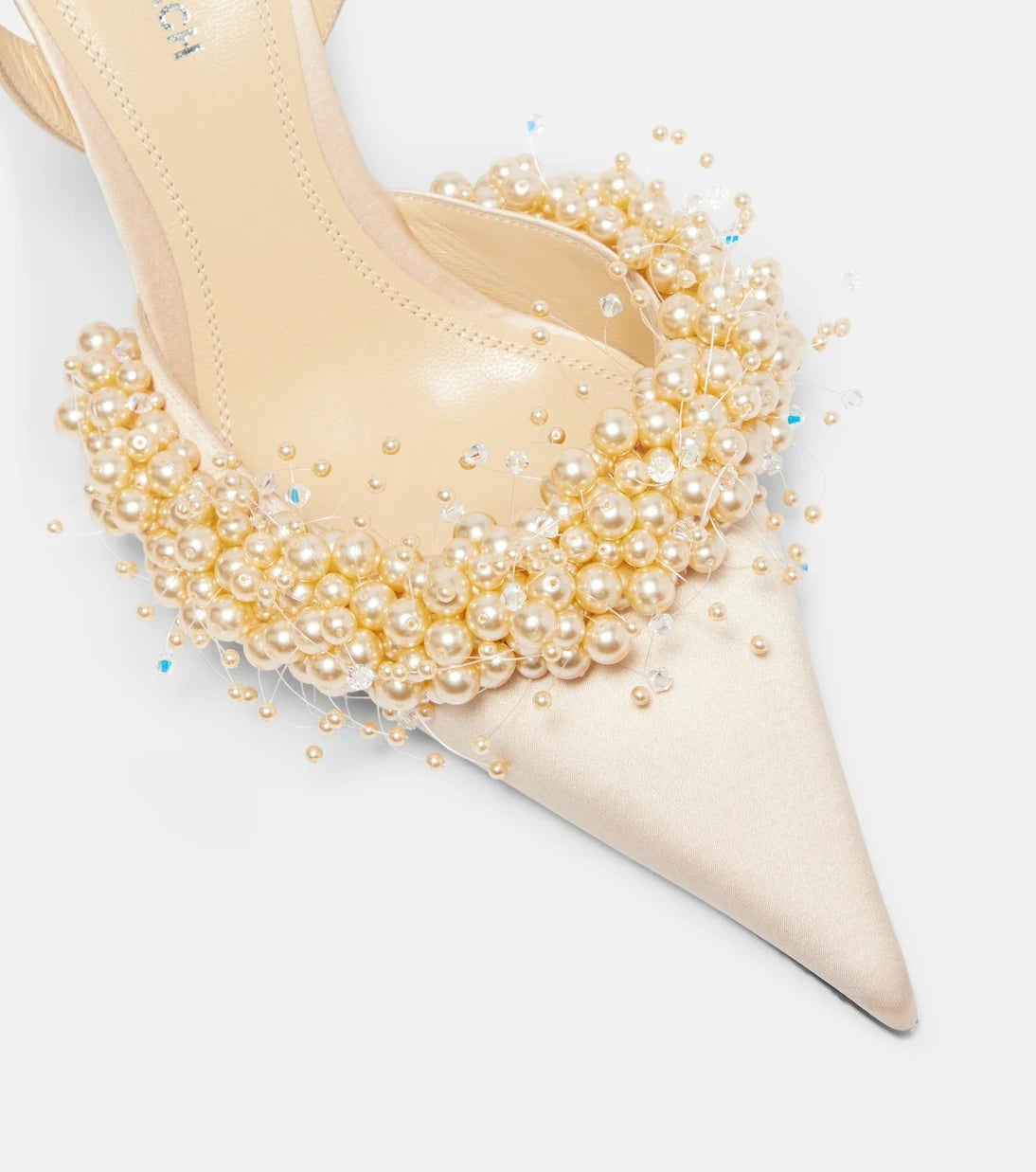 Mach & Mach - Floating Pearls 85 satin slingback pumps