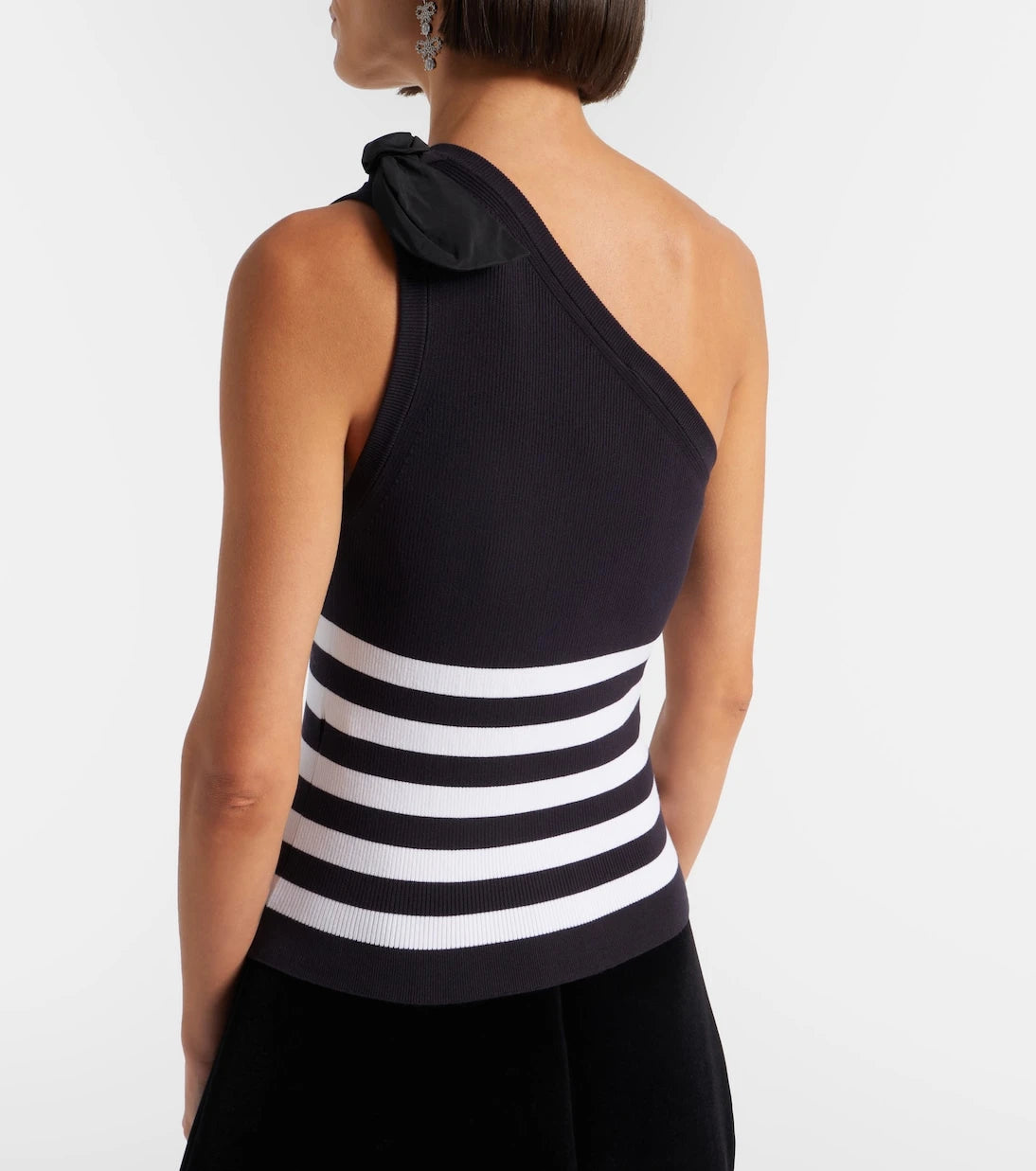Patou - Striped one-shoulder cotton-blend top