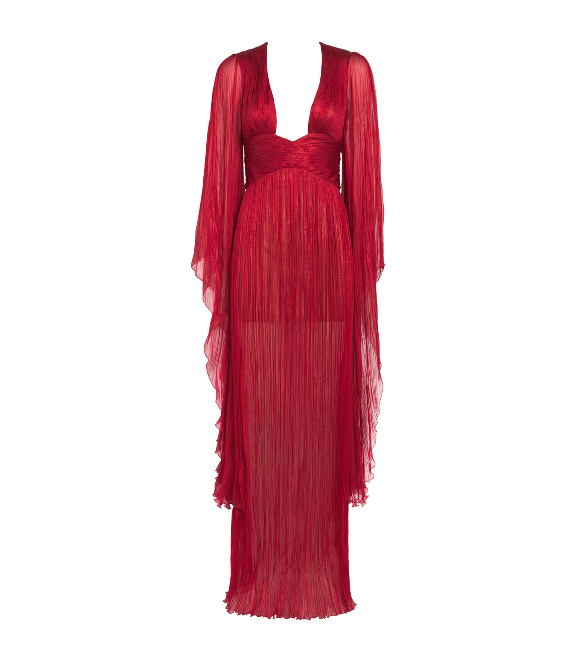 Maria Lucia Hohan Red Silk Flared-Sleeve Catia Maxi Dress
