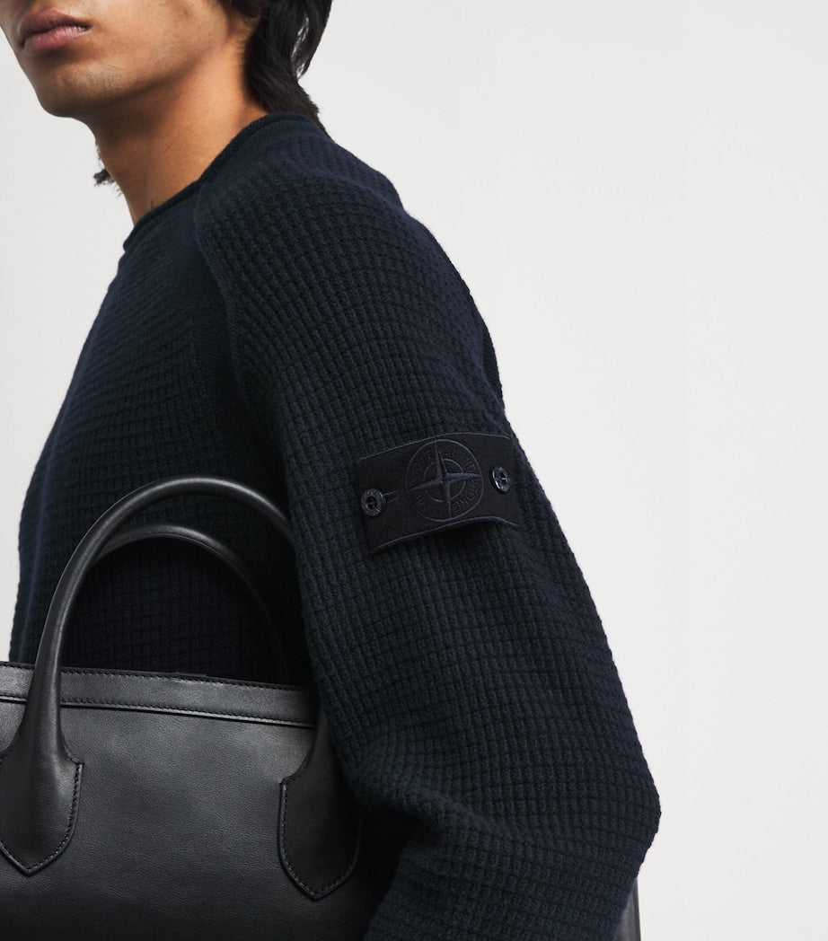 Stone Island Navy GHOST PIECE Virgin Wool Cable-Knit Sweater