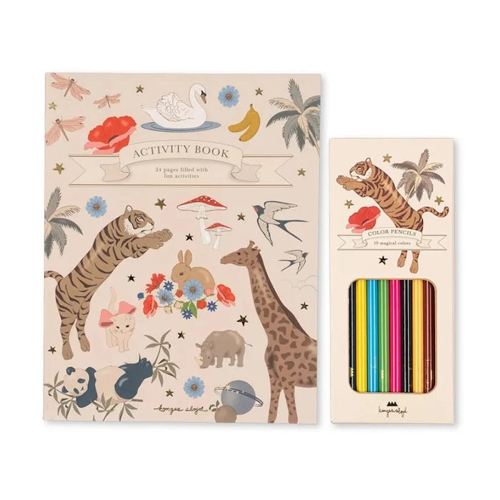 Книжка за оцветяване Konges Sløjd ACTIVITY BOOK WITH COLOURING PENCILS