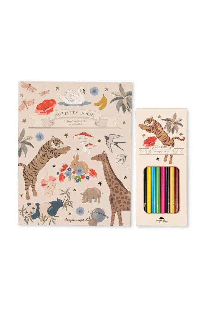 Книжка за оцветяване Konges Sløjd ACTIVITY BOOK WITH COLOURING PENCILS