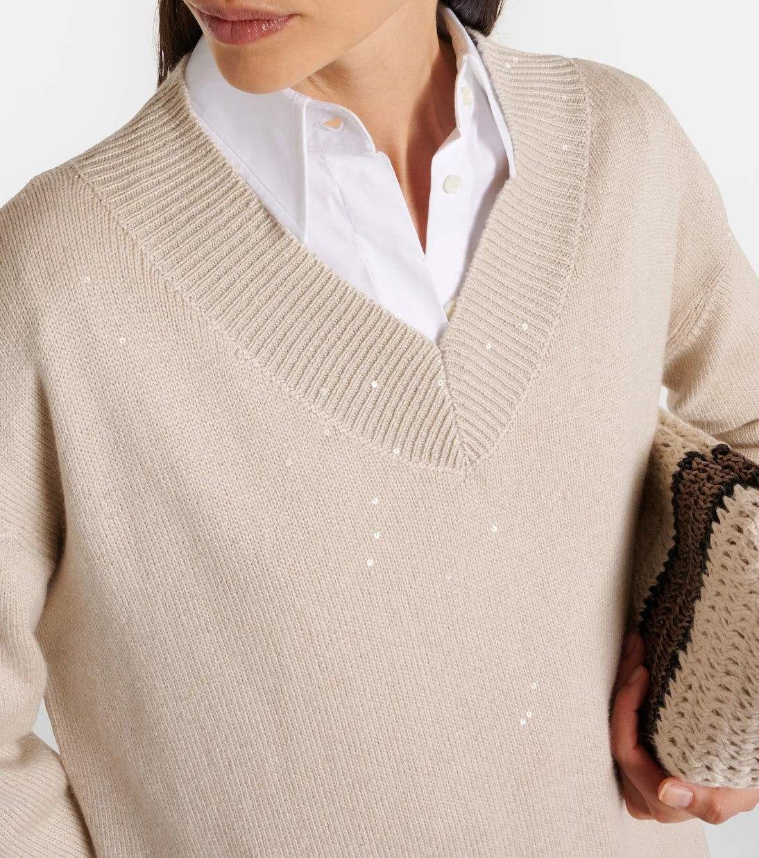 Brunello Cucinelli - Embellished cashmere and silk sweater
