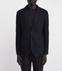 Navy Hooded Wool-Blend Blazer
