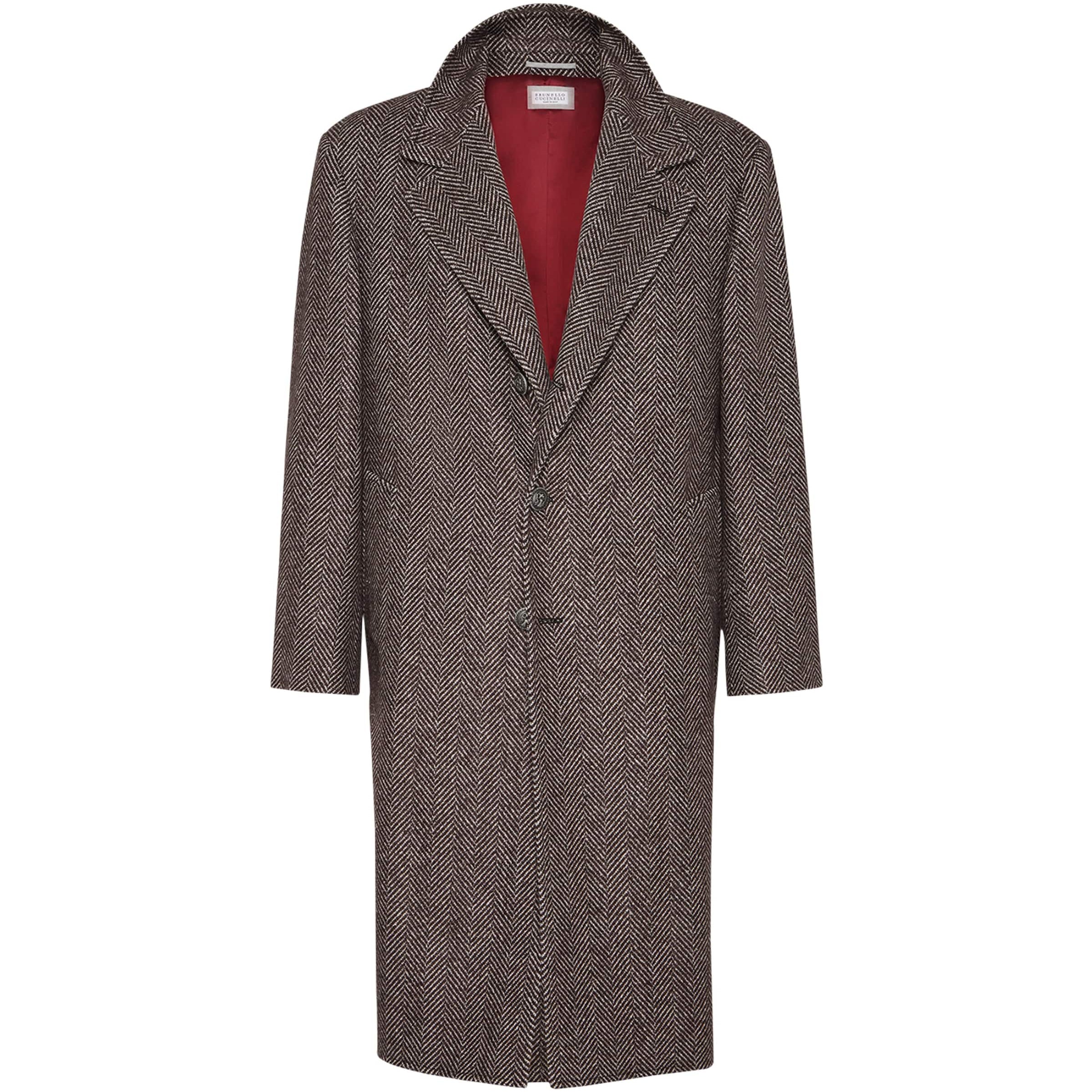 Cashmere-Silk Chevron Overcoat