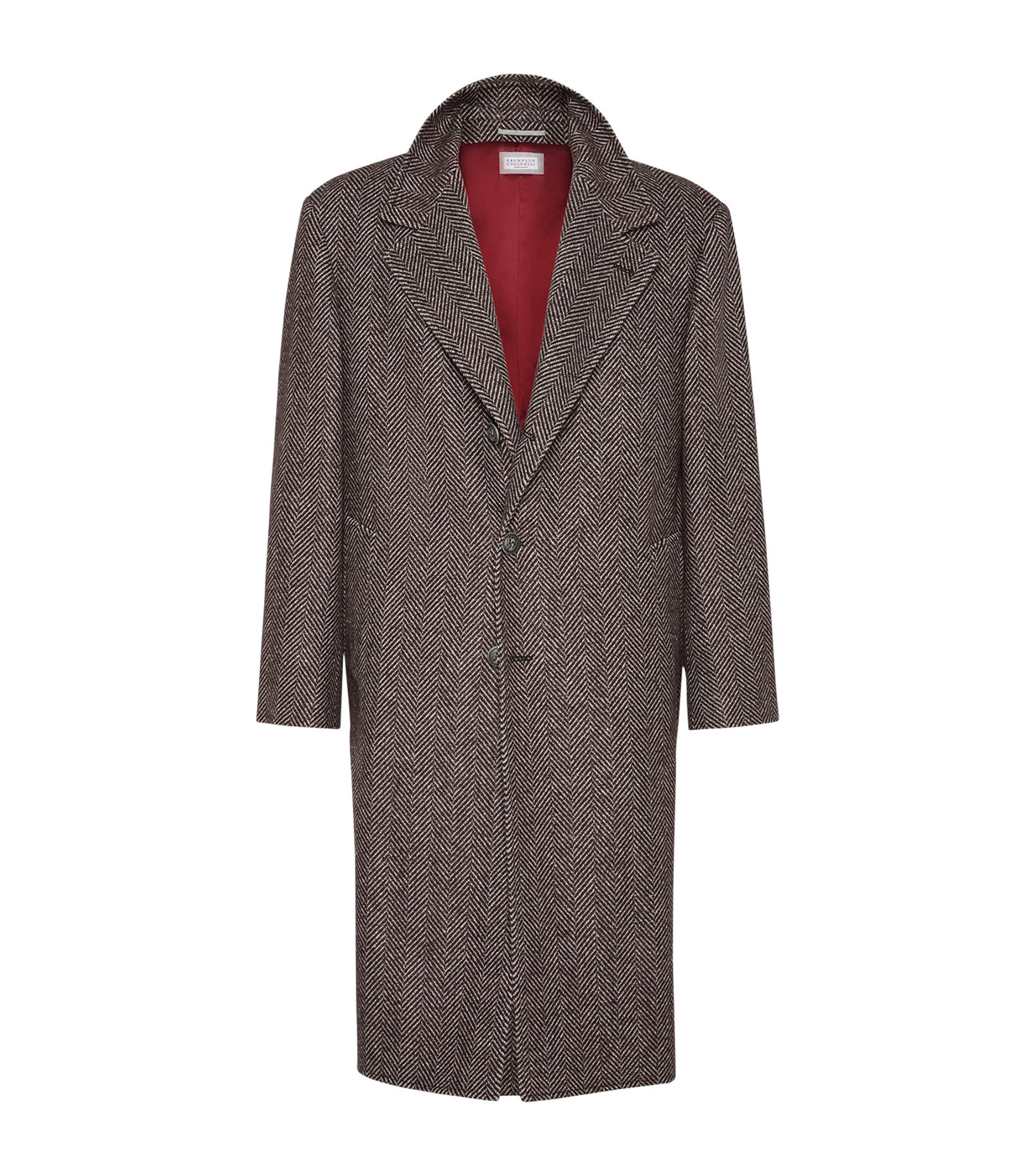 Cashmere-Silk Chevron Overcoat