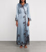 Silk Lace-Detail Long Robe BLEU GIVRE/EBEN