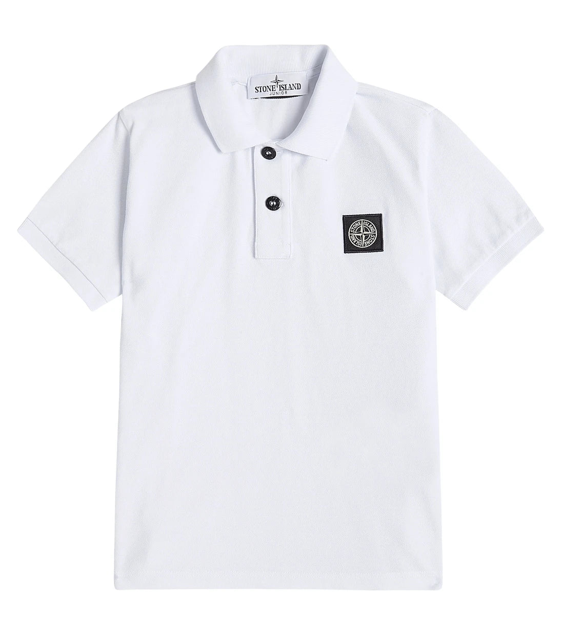 Stone Island Junior - قميص بولو من مزيج القطن والبيكيه بشعار البوصلة