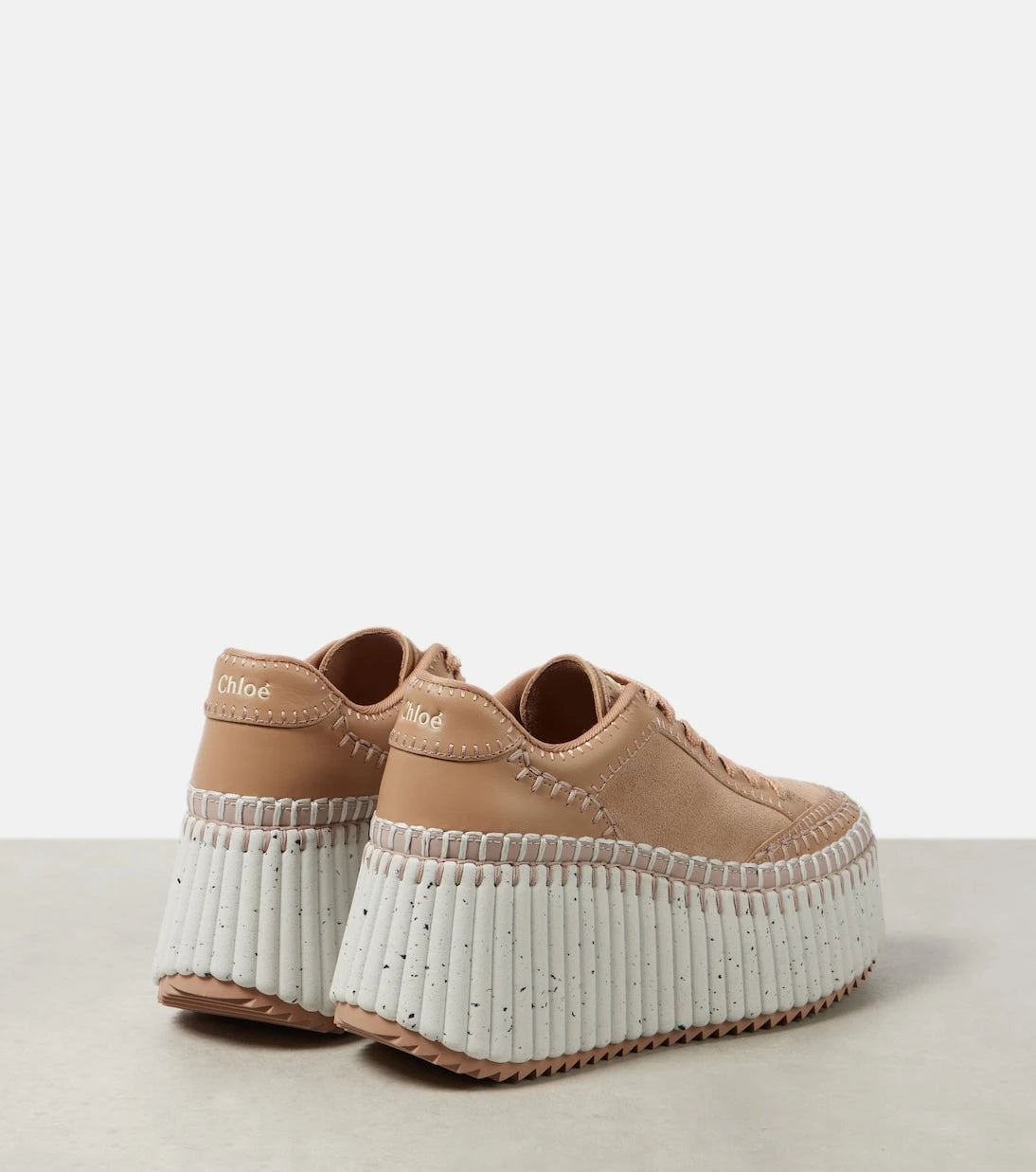 Chloé - Nama 80 suede and leather wedge sneakers