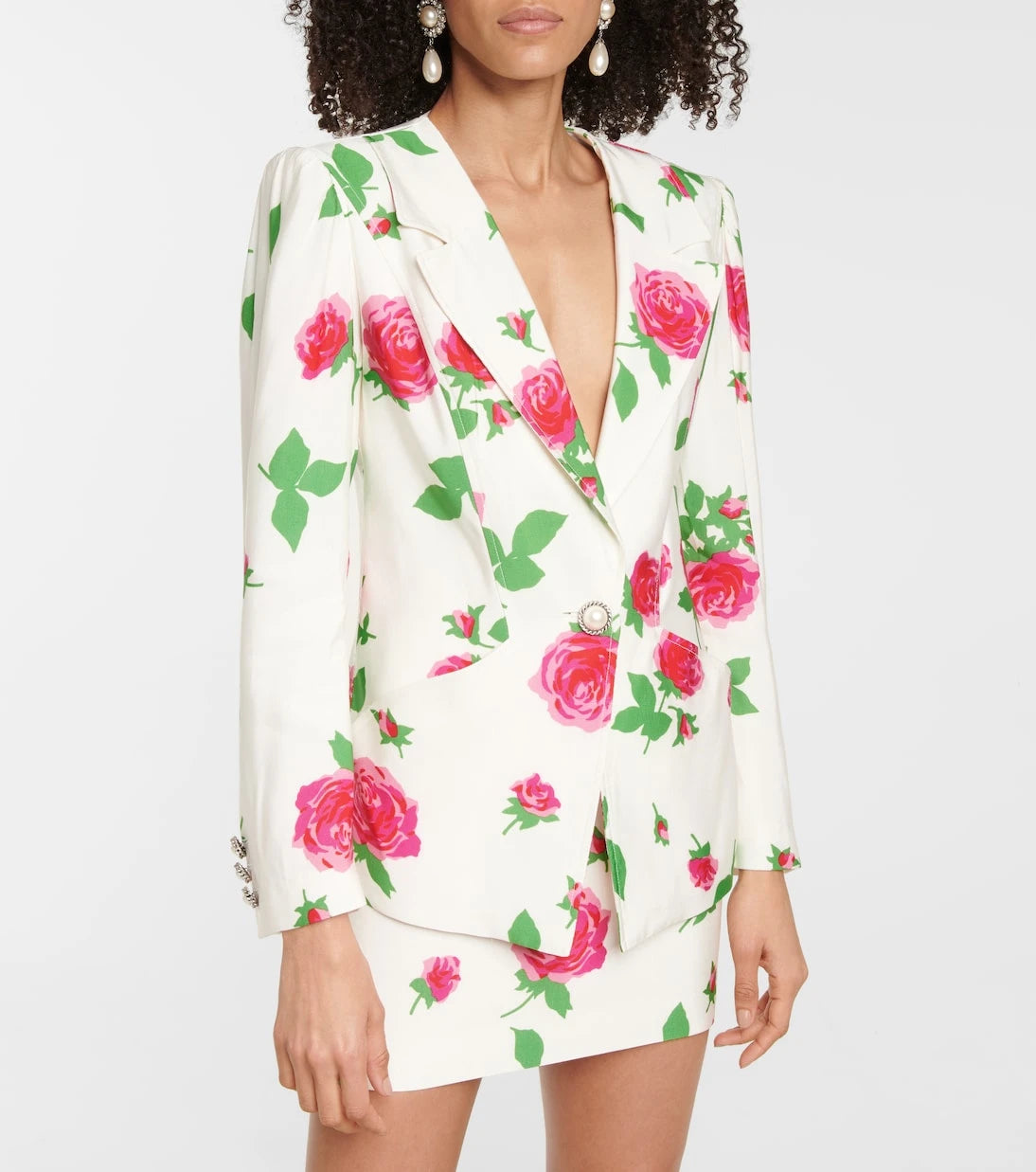 Alessandra Rich - Floral faille blazer