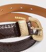 Sandro Paris Brown Leather Python-Effect Belt