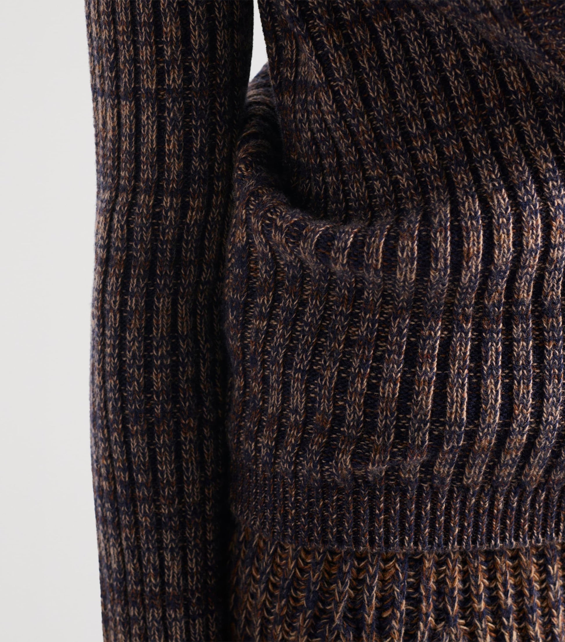 Blue Wool-Cashmere Mouliné Cardigan