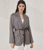 Brunello Cucinelli Brown Wool-Alpaca Houndstooth Belted Blazer