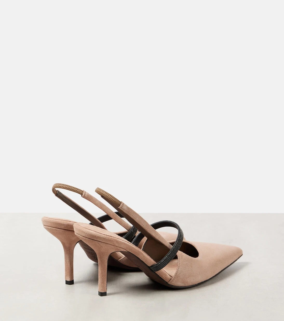 Brunello Cucinelli - Monili suede slingback pumps