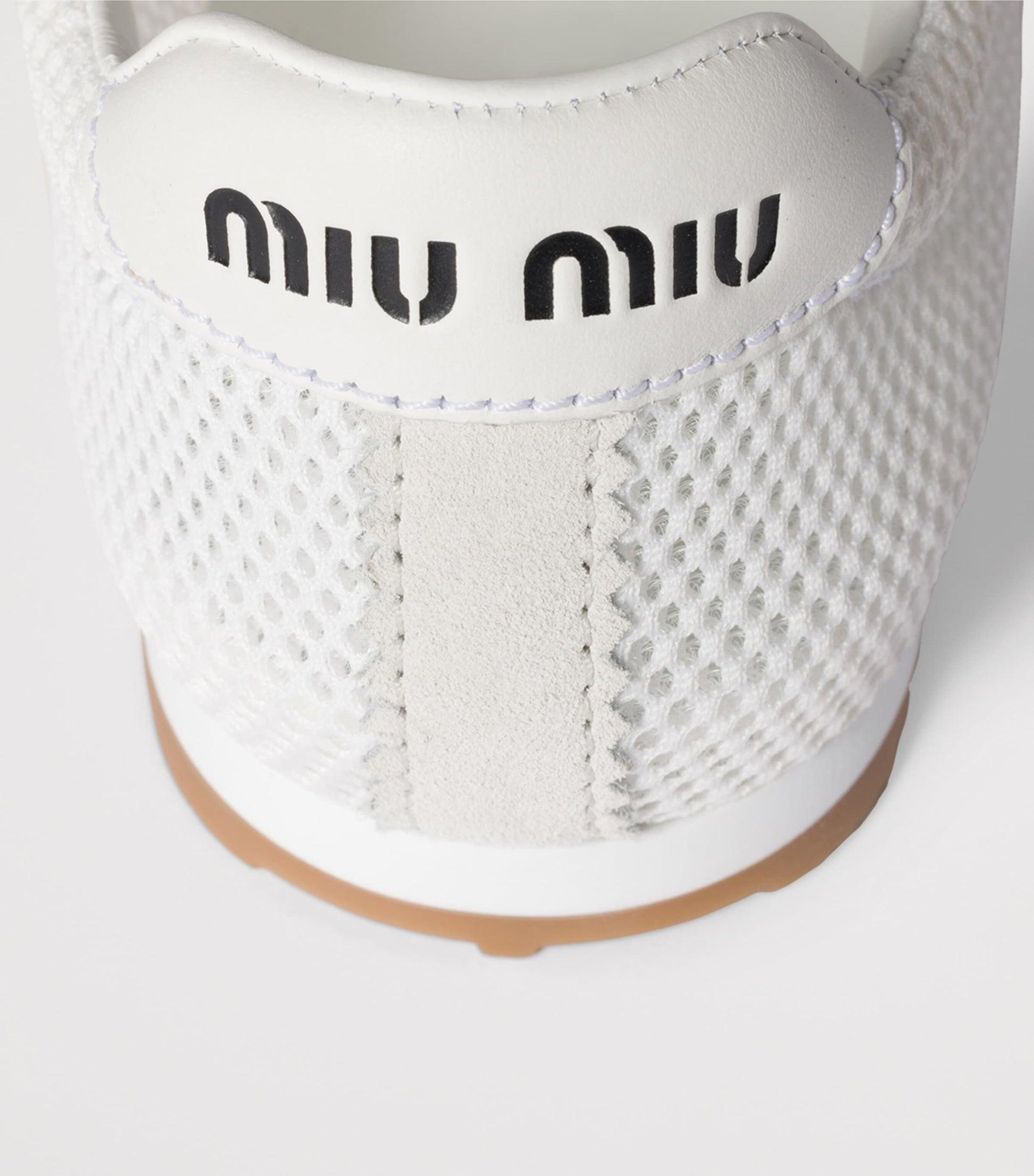 Miu Miu White Suede and Mesh Plume Sneakers