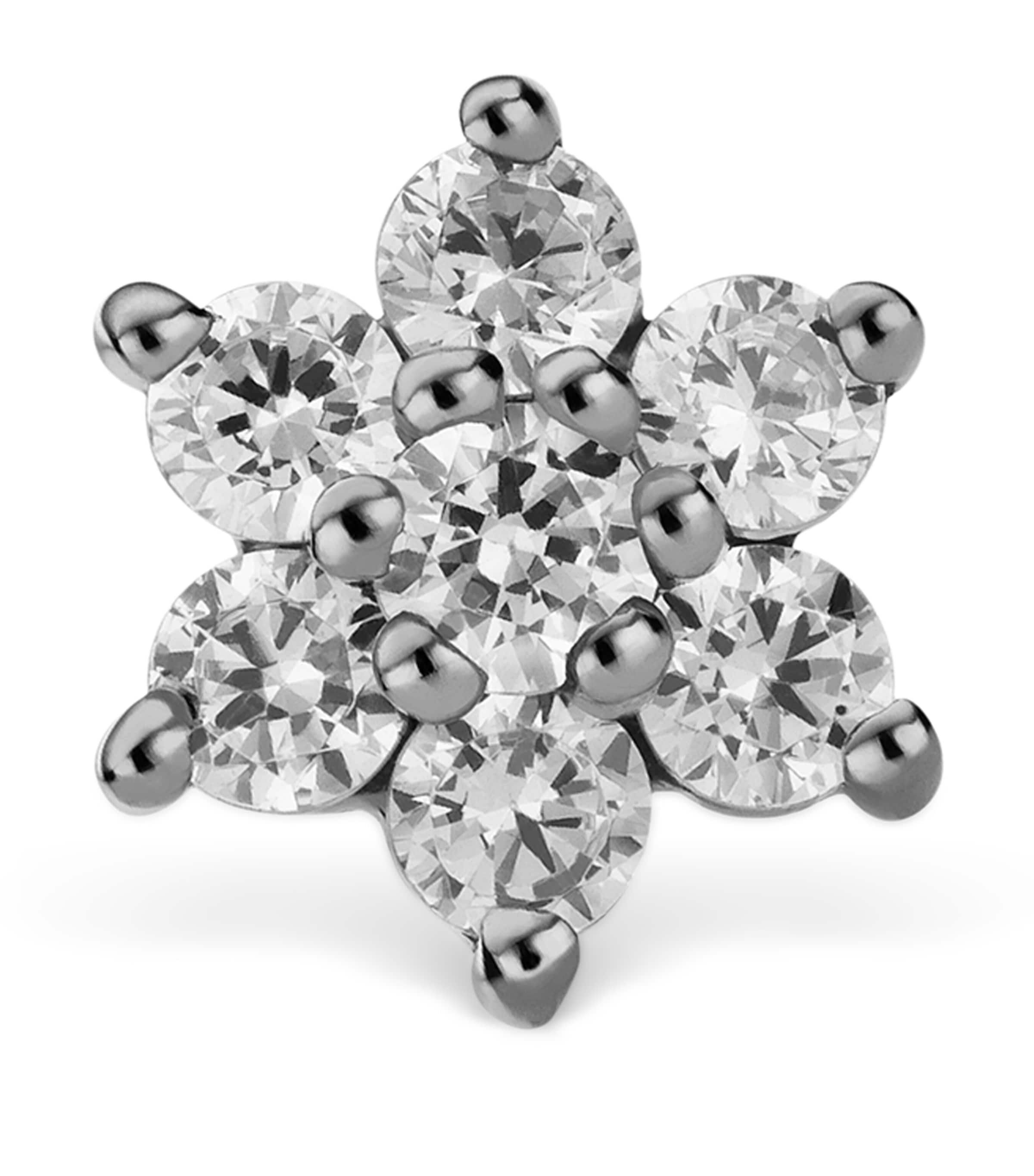 Maria Tash White Gold Diamond Flower Threaded Stud Earring (4.5mm)