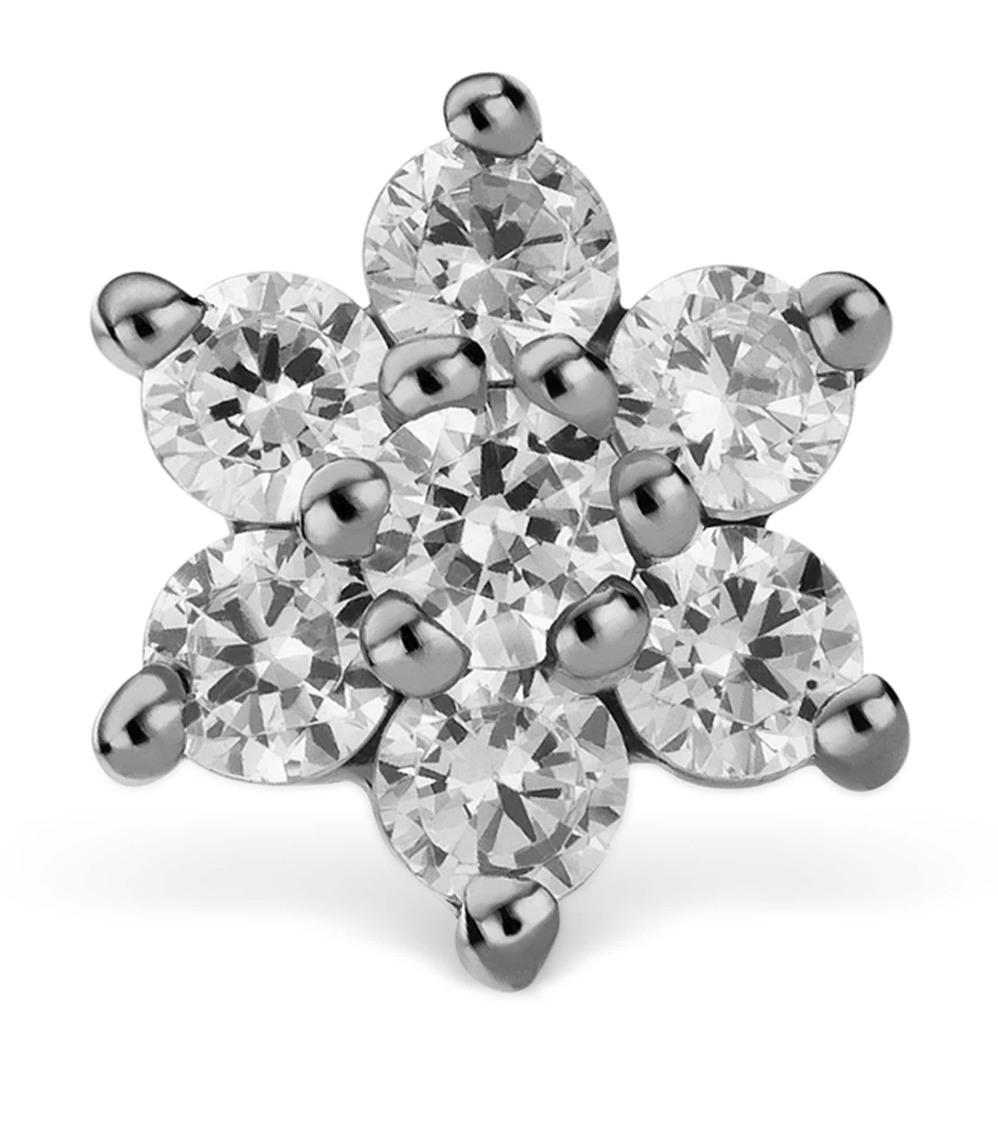 Maria Tash White Gold Diamond Flower Threaded Stud Earring (4.5mm)