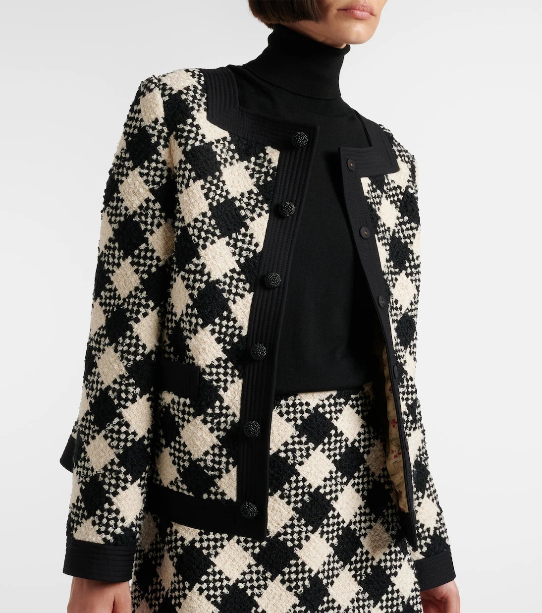 Valentino - Checked ruffled tweed jacket