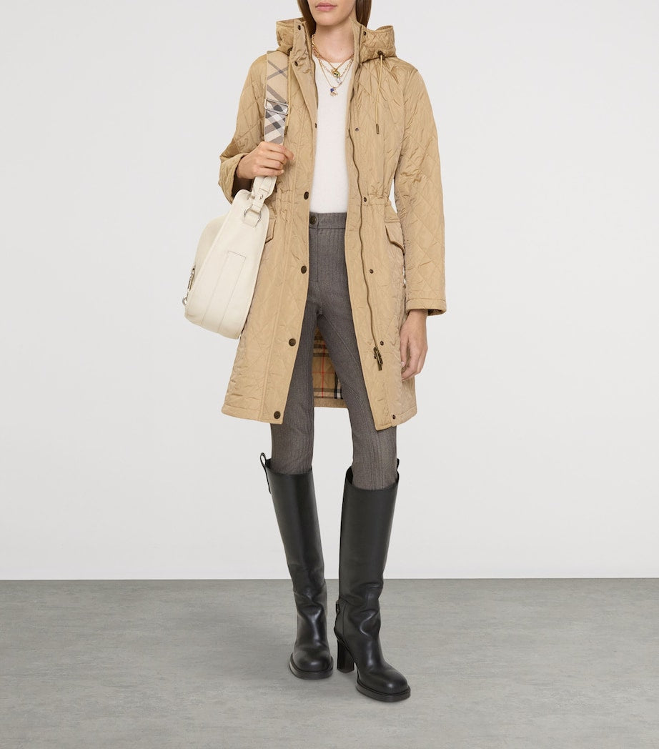 Burberry Beige Nylon Quilted Hooded Parka