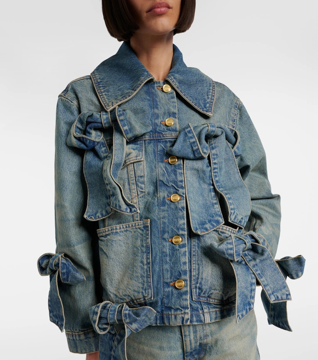 Ganni - Bow-detail denim jacket