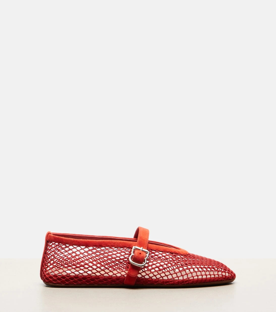 Alaïa - Suede-trimmed fishnet ballet flats