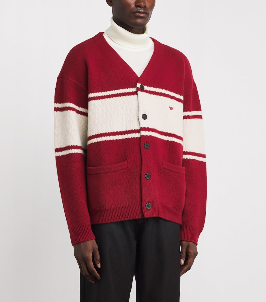 Emporio Armani Red Virgin Wool Cardigan