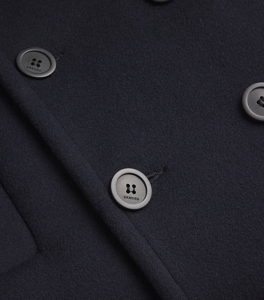 Sandro Paris Blue Wool-Blend Peacoat