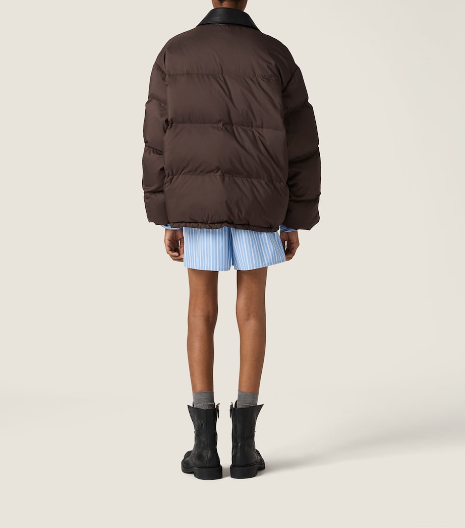 Miu Miu Brown Down Technical Pongé Puffer Jacket