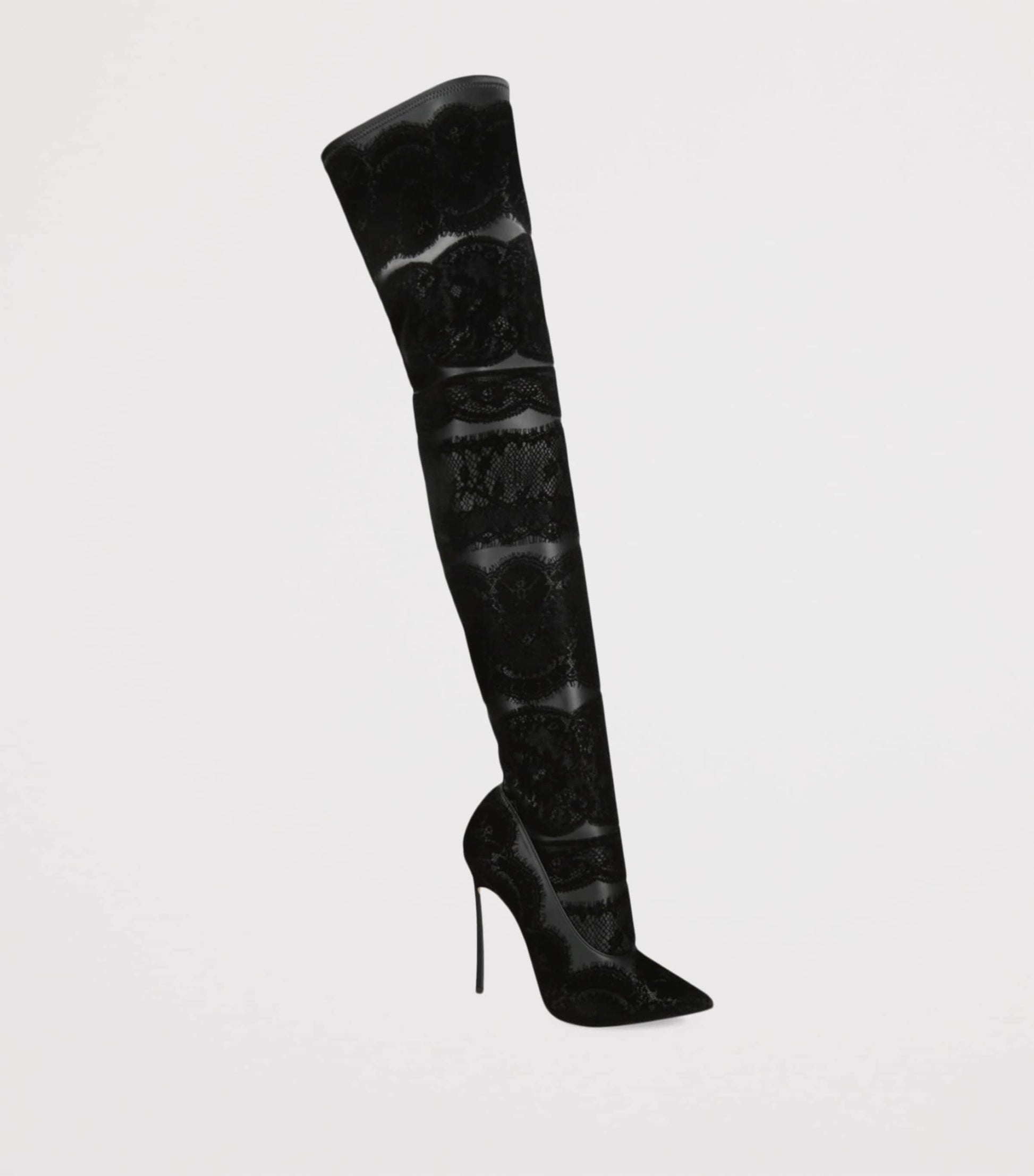 Casadei Black Lace Blade Over-The-Knee Boots 120