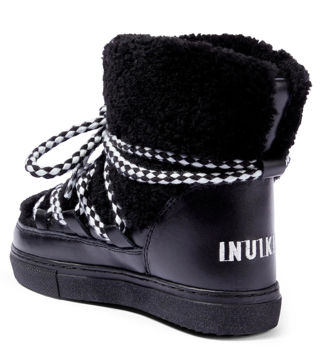 Inuikii Kids - Curly shearling and leather ankle boots