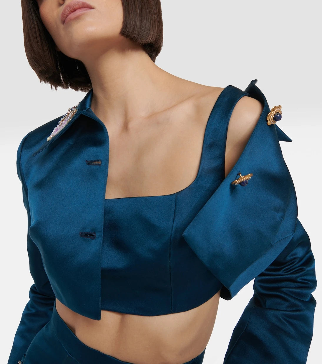 Miss Sohee - Silk crop top with Swarovski® crystals