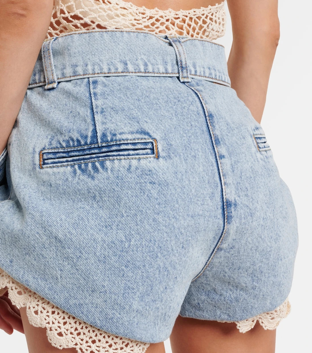 Magda Butrym - Crochet-trimmed denim shorts