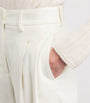 White Kid Cashmere Wide-Leg Tailored Trousers