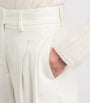 Colombo White Kid Cashmere Wide-Leg Tailored Trousers