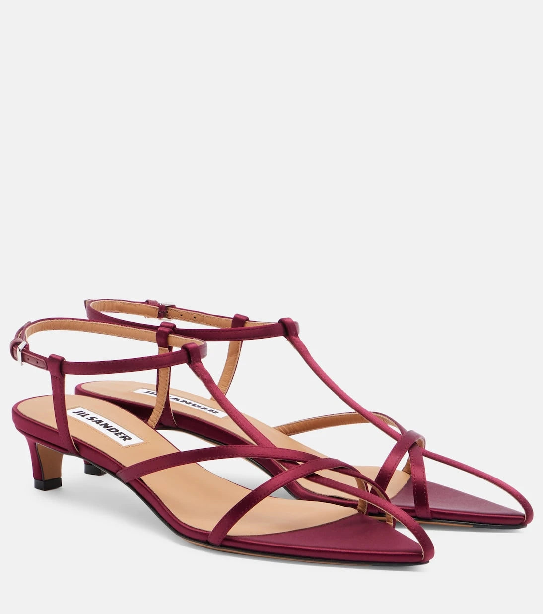 Jil Sander - Cage satin and leather sandals