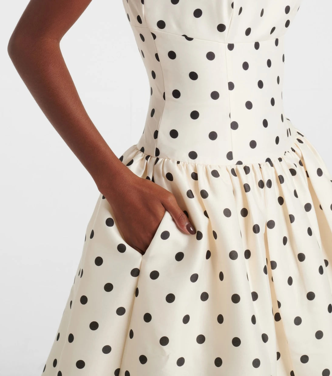 Self-Portrait - Polka-dot taffetta corset dress