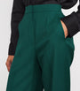 Green Virgin Wool Wide-Leg Trousers