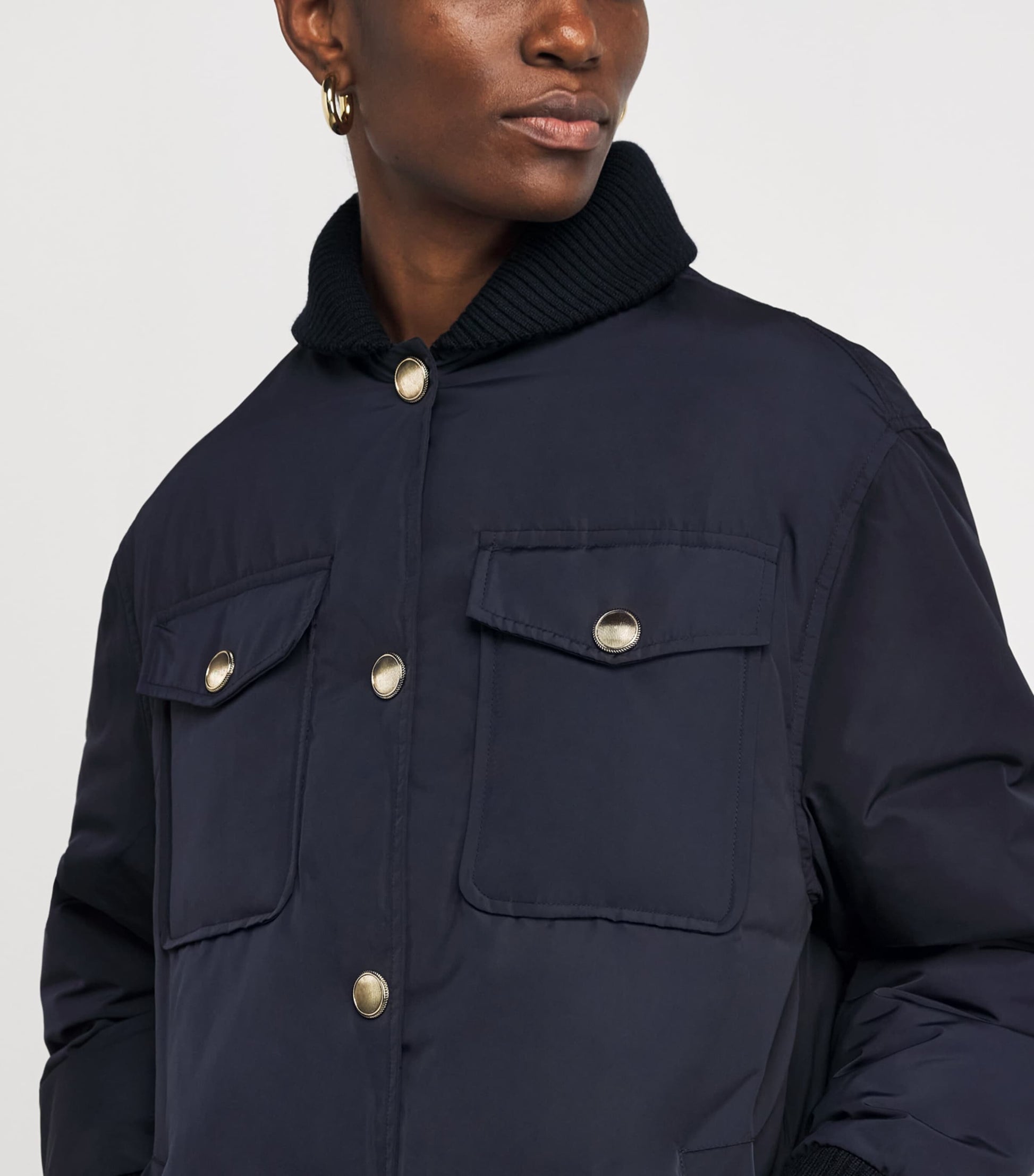 Blue Quilted Padded Jacket